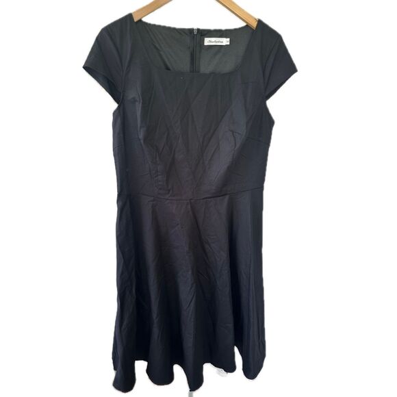 Bbonlinedress Fit Flare Square Neckline Cap Sleeve Classic Little Black Dress XL - Picture 1 of 6